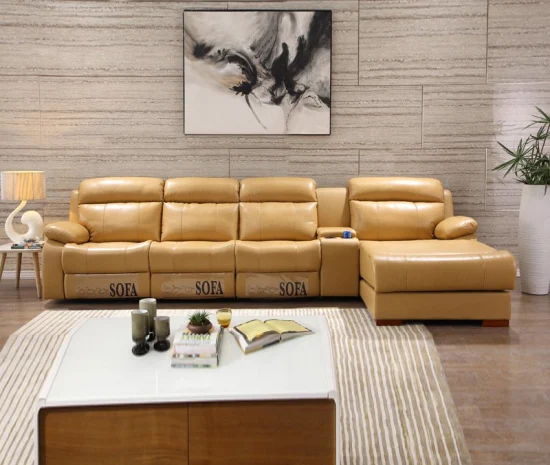 Commerce de gros de meubles de salon en cuir Power Home cinéma cinéma fauteuil inclinable en cuir canapé avec tableau de bord