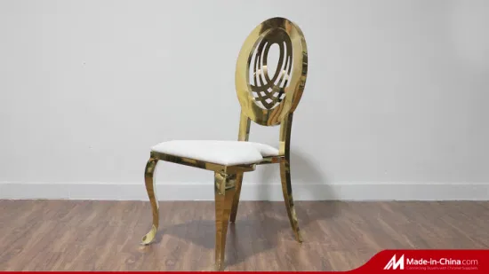 Chaise de salle à manger en acier inoxydable doré, vente en gros, chaises de salle de banquet de mariage